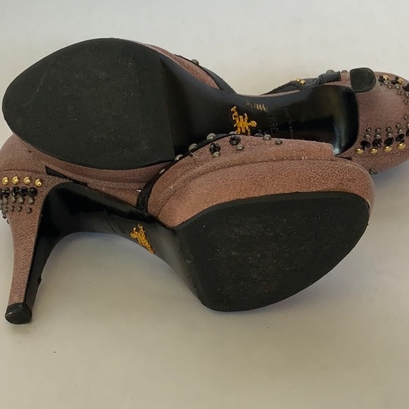 Prada Studded Pink Black Platform Heel size 8 - Picture 7 of 9